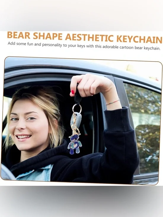 Crystal Teddy Bear Bag Charm - Picture 4 of 4